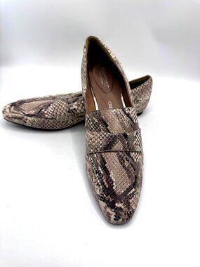 Rockport Womens Sz 9.5M Total Motion Snake Print Leather Loafers  Flats